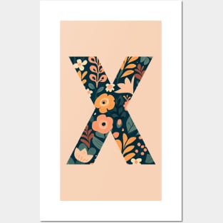 Whimsical Floral Letter X Posters and Art